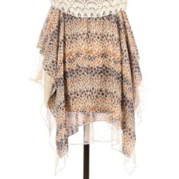 Hazel Boho Lace Crochet Spaghetti Strap Flowy Tiered Sharkbite‎ Tunic Top Sz L - Picture 8 of 10